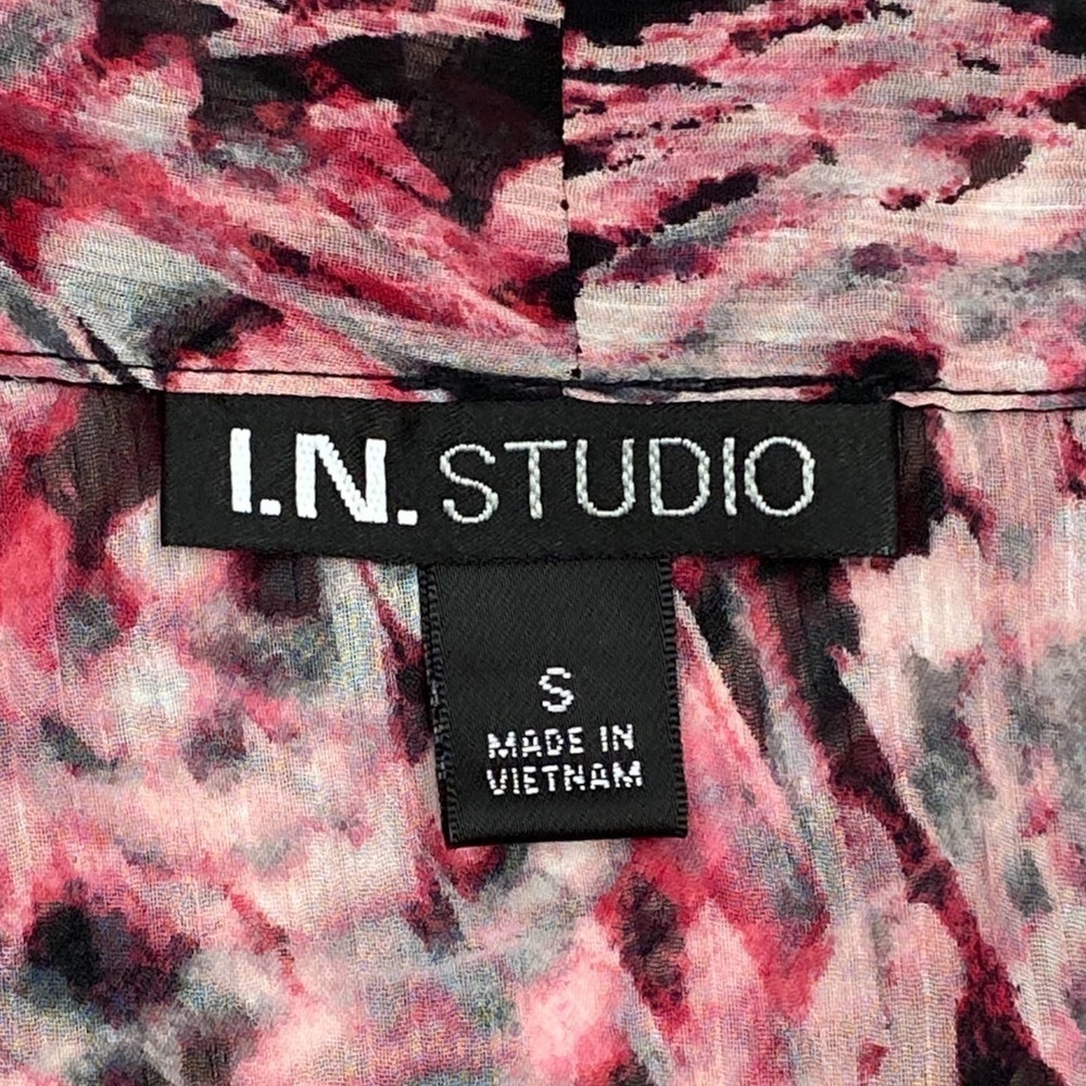 I.n Studio Sheer Pink Animal Print Drapey Open Front Cardigan Sweater - Picture 9 of 11